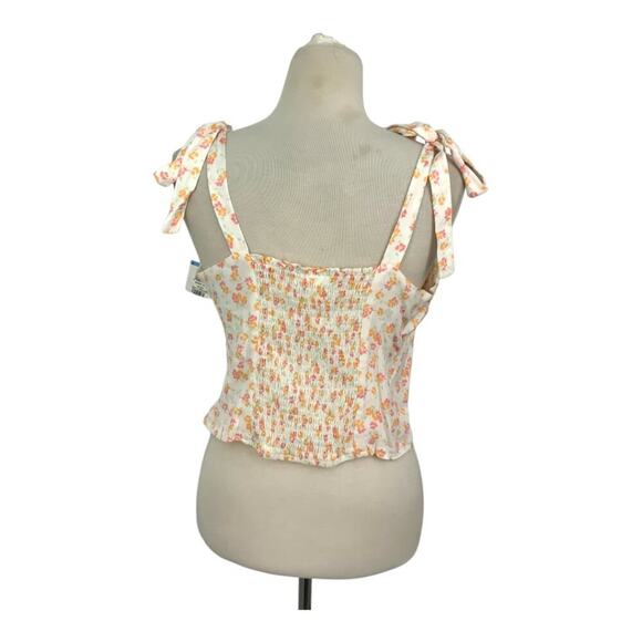 Bp Floral Tie Strap Corset In White Orange Print Size Large NWOT $29 MSRP - Picture 8 of 8